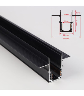 An illustration of the magnetic rail being installed between a wooden panel and a ceiling