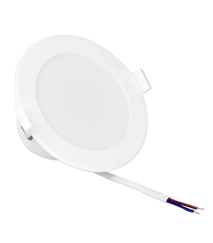 Front-facing view of the MiBoxer LED downlight with visible connectors and a sleek white finish.