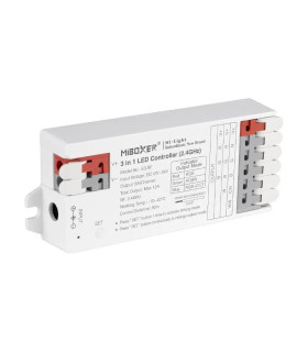 Side view of MiBoxer 3-in-1 LED controller, showcasing its compact design and connection points for smart lighting