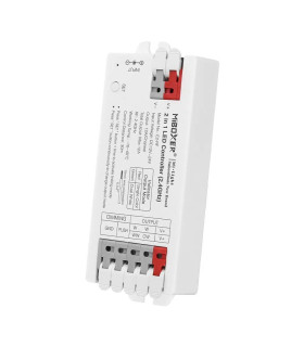 MiBoxer 2-in-1 LED Controller with 2.4GHz control, featuring input/output terminals for smart lighting system integration.