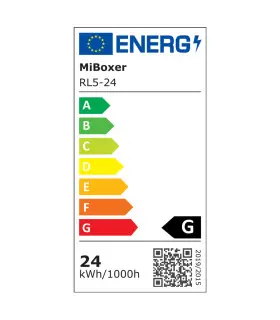 Energy label for MiBoxer 24W LED wall washer, rated E with an energy consumption of 24kWh/1000h.