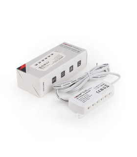 MiBoxer 2-pin 12-channel junction box displayed alongside packaging and product information for easy LED connection