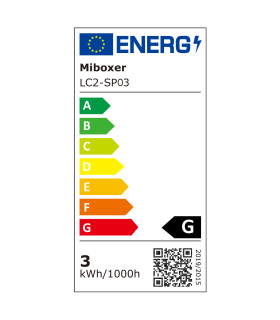 Energy efficiency rating label for MiBoxer 3W dual white LED spotlight, showing A++ energy rating.