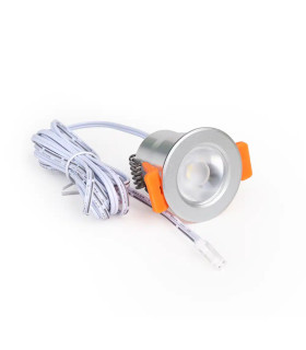 MiBoxer 3W dual white LED spotlight with 2 wires, shown with connected cable and orange installation clips.