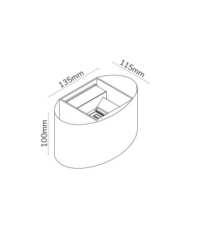 Technical drawing of a circular LED wall light with dimensions labelled as 125mm by 120mm.