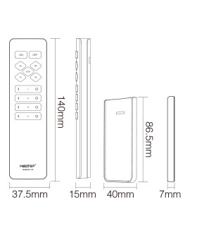 Front view of MiBoxer remote for V30 smart plug switch in black, displaying multiple control buttons for smart home automation.