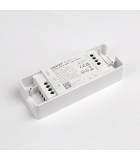 Top-down view of MiBoxer AC Triac Dimmer with visible product label, technical specifications