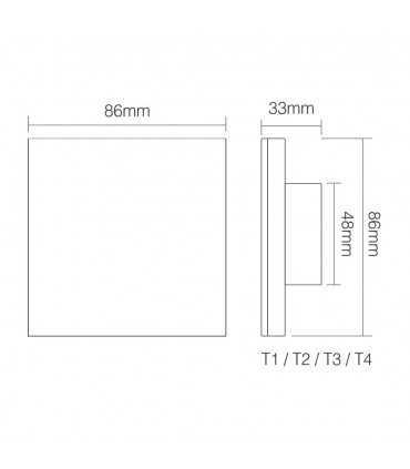 Mi-Light 4-zone brightness dimming smart panel remote controller T1 - size