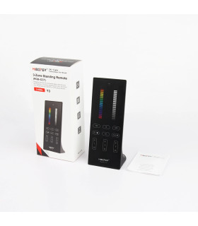 Front view of MiBoxer Y3 3-Zone Standing Remote (RGB+CCT) featuring touch sliders for colour and brightness control.