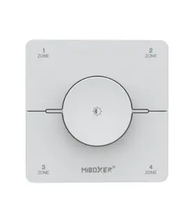 MiBoxer 4 Zone Rotating Remote K0S in white, showing front view with zone labels and central dial