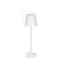 White table lamp with a square base and classic design for outdoor or indoor use.