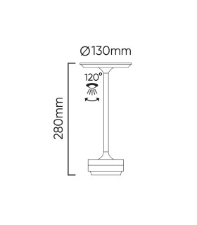 Diagram of the Camelia table lamp dimensions, showcasing its 280mm height and 130mm diameter.