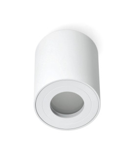 White cylindrical surface-mounted downlight with a clean and modern design, suitable for various interior spaces.