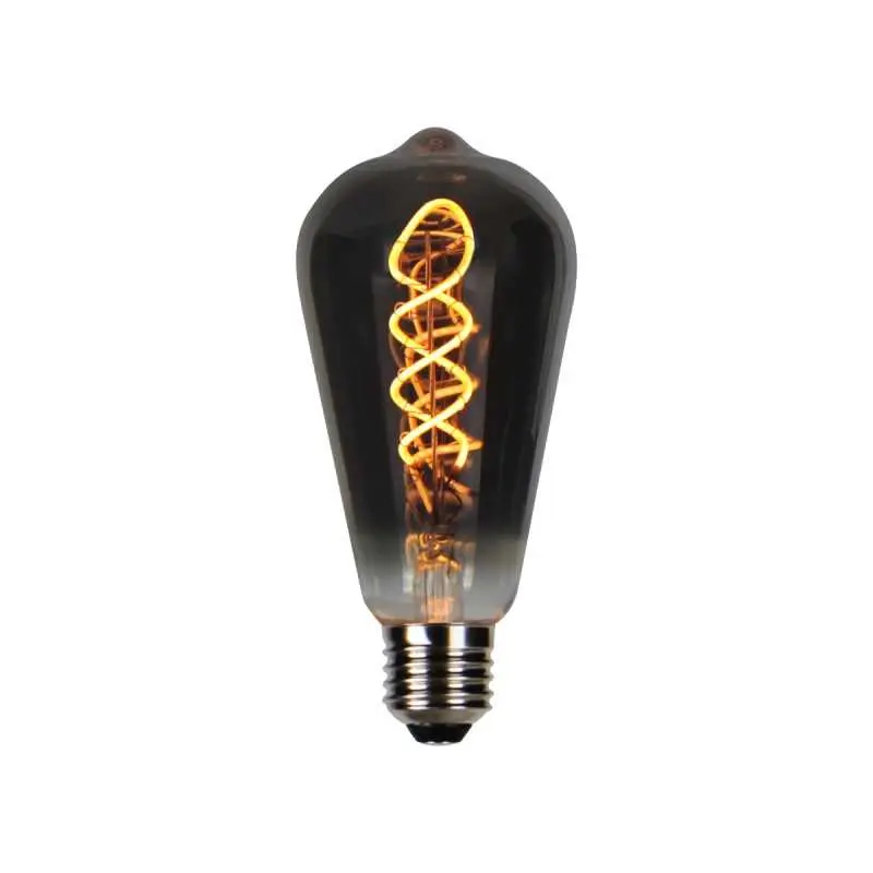 LED Line PRIME ST64 graphite filament bulb with warm glowing spiral filament and E27 base.