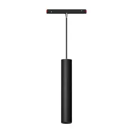 Front view of MiBoxer MC2-09B-ZR 9W CCT Pendant Light in black, sleek cylindrical design.