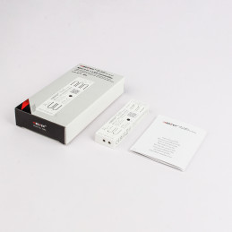 MiBoxer MR2 Mini 2-in-1 LED Controller packaging contents including controller, user manual, and product box.