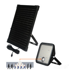 Solar LED MHCS 30W 2CCT premium solar panel and lamp showing motion detection capability.