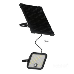 Solar LED MHCS 30W 2CCT premium solar panel with a 5m cable connected to the LED lamp.