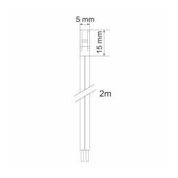 Diagram showing dimensions of a 2-metre mini connector cable.