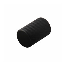 Matte black cylindrical furniture knob isolated.