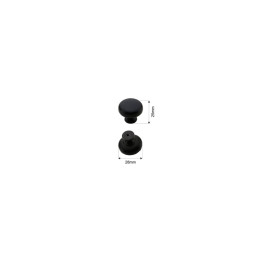 Dimensions of matte black round knob, 28mm diameter, 25mm height