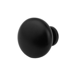 Front view of matte black round furniture knob