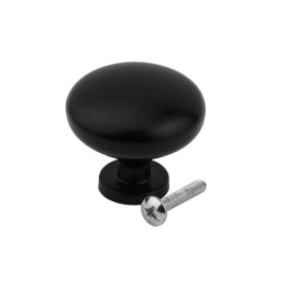 Matte black round knob with included mounting screw