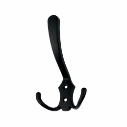 Side view of the black hook showing curved arms