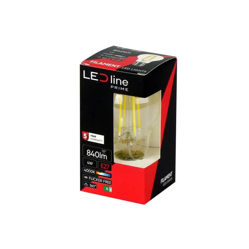 LED Line® PRIME E27 LED Bulb 4W 4000K 840lm Filament A60 - 1