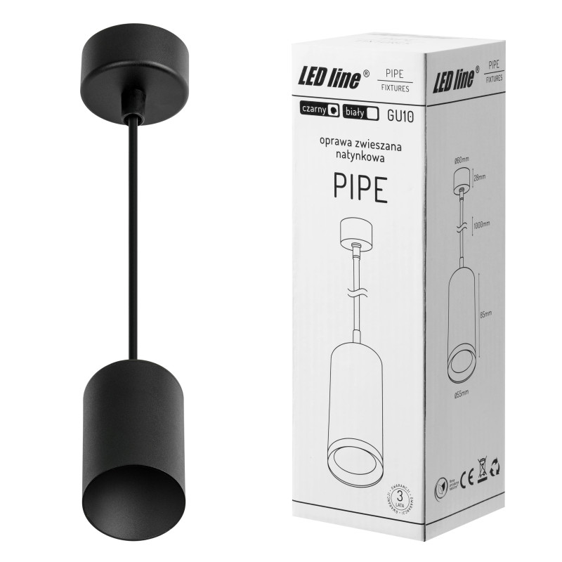 LED Line® Hanging GU10 Fixture Black Pipe - 1 LED Line® Hanging GU10 Fixture Black Pipe - 1