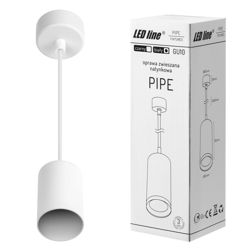 LED Line® Hanging GU10 Fixture White Pipe - 1 LED Line® Hanging GU10 Fixture White Pipe - 1