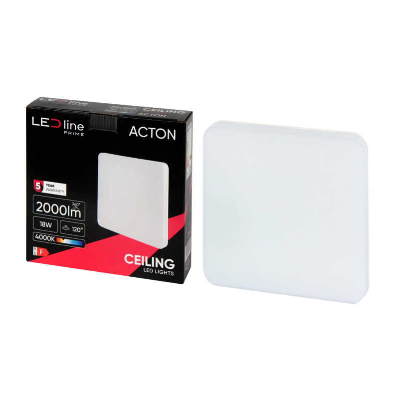 LED Line® PRIME Acton Ceiling Light 18W 4000K 2000lm IP54 Square - 1 LED Line® PRIME Acton Ceiling Light 18W 4000K 2000lm IP54 Square - 1
