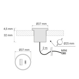 Recessed A+C 12V DC USB Charger for Furniture | Design Light | Future House Store