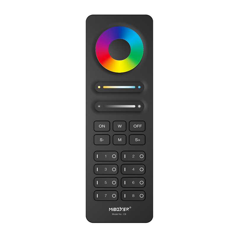 MiBoxer C8 8-Zone RGB+CCT Remote White or Black | Future House Store MiBoxer C8 8-Zone RGB+CCT Remote White or Black | Future House Store