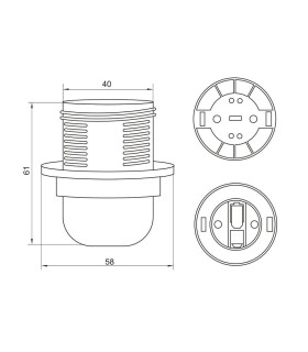 POLMARK E27 lamp holder with shade ring - size