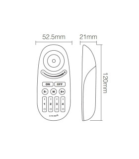 Mi-Light 2.4GHz 4-zone RGBW remote control with button FUT095 - size