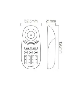 Mi-Light 2.4GHz 4-zone RGBW remote control with button FUT095 - size