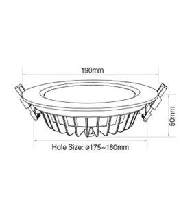 Mi-Light IP54 waterproof 15W RGB+CCT LED downlight FUT069 - size