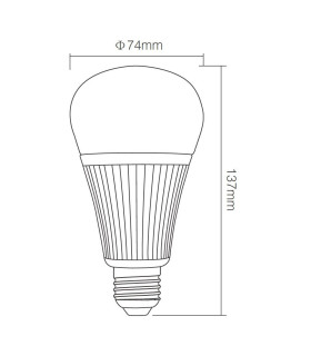 Mi-Light 9W RGB+CCT LED light bulb FUT012 - size