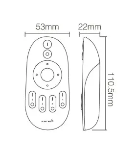 Mi-Light 2.4GHz 4-zone CCT remote controller FUT007 - size