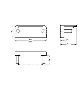 TOPMET aluminium profile SURFACE10 grey end caps - size