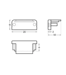 TOPMET aluminium profile SURFACE10 grey end caps - size