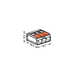 WAGO 221-413 3-way lever connector 32A - size