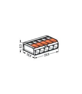 WAGO 221-415 5-way lever connector 32A - size