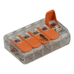 WAGO 221-415 5-way lever connector 32A. COMPACT Splicing Connectors; 5-conductor connector; with operating levers; Max.a