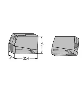 WAGO 224-101 2-way lighting connector - size