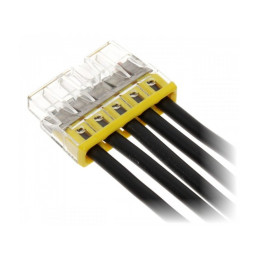 WAGO 2273-205 5-way push wire connector 24A. COMPACT PUSH WIRE® connector for junction boxes; 5-conductor terminal block