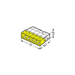 WAGO 2273-205 5-way push wire connector 24A - size