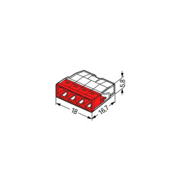 WAGO 2273-204 4-way push wire connector 24A - size
