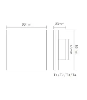 Mi-Light 4-zone RGB+CCT smart panel remote controller T4 - size